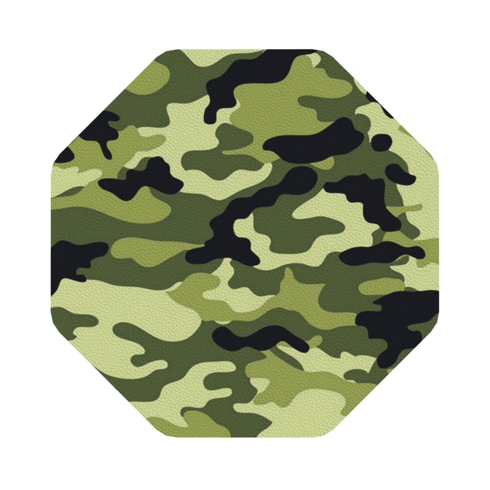 Camo Green PU Leather Coasters Set of 6 Octagon Drink Coasters