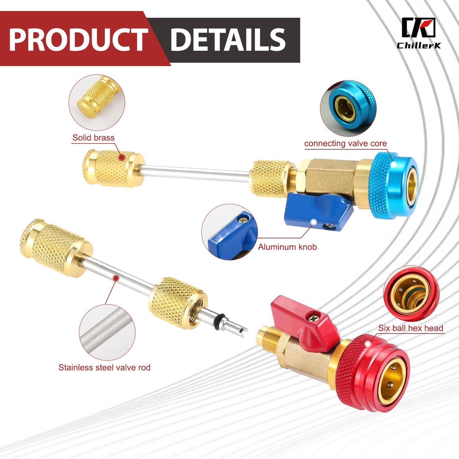 23 Pcs R134A Valve Core Quick Remover Installer Tool Set, High Low Pressure AC Valve Core Removal Tool Valve Stem Kit for Refrigerant Air Conditioner System