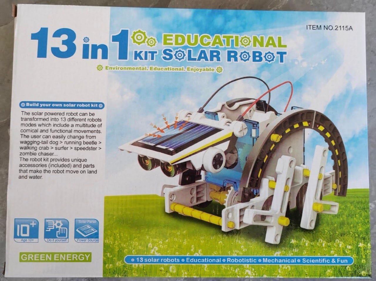 13 in 1 DIY Solar Robot Kit for Kids Ages 10-16, Educational STEM Building Toys to Construct Solar-Powered Boat, Car, Crab, Dog, Turtle, Robot & More - Engineering Kit for Boys & Girls 4