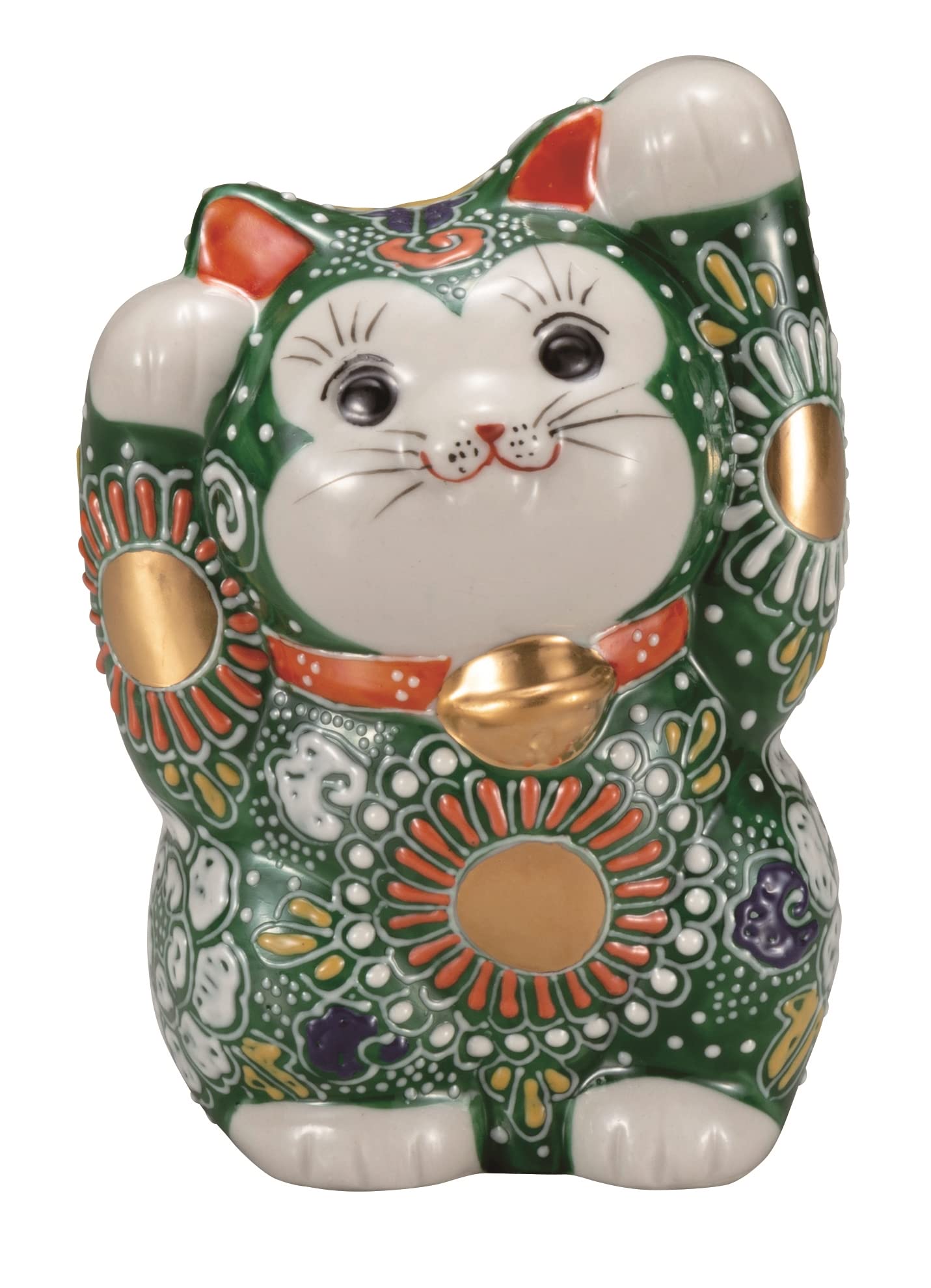 Amazon.co.jp: 『九谷焼』両手招き猫（4号）緑盛 K7-1520 : ホーム