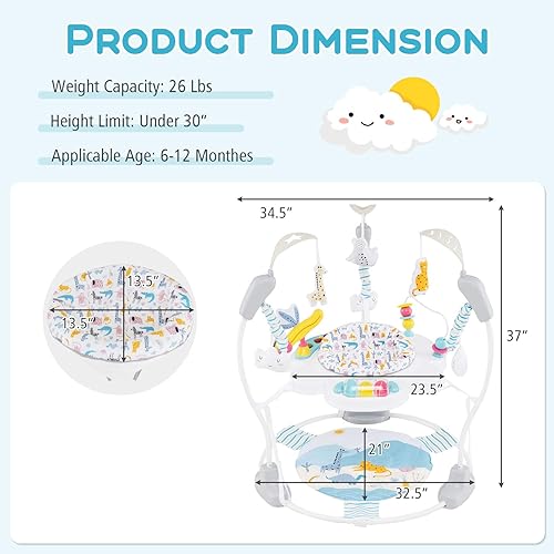 Miniatura 9 de INFANS Centro de actividades para bebés, centro de juego 3 en 1 con música, luces, juguetes interactivos, asiento giratorio de 360, 3 alturas