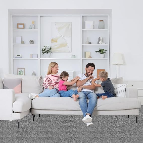 Carpet Tiles, 20pcs Carpet Tiles 50x50 for for Commercial Retail, Office, Home, Kitchen, Bedroom, Living Room, Bathroom (Grey)