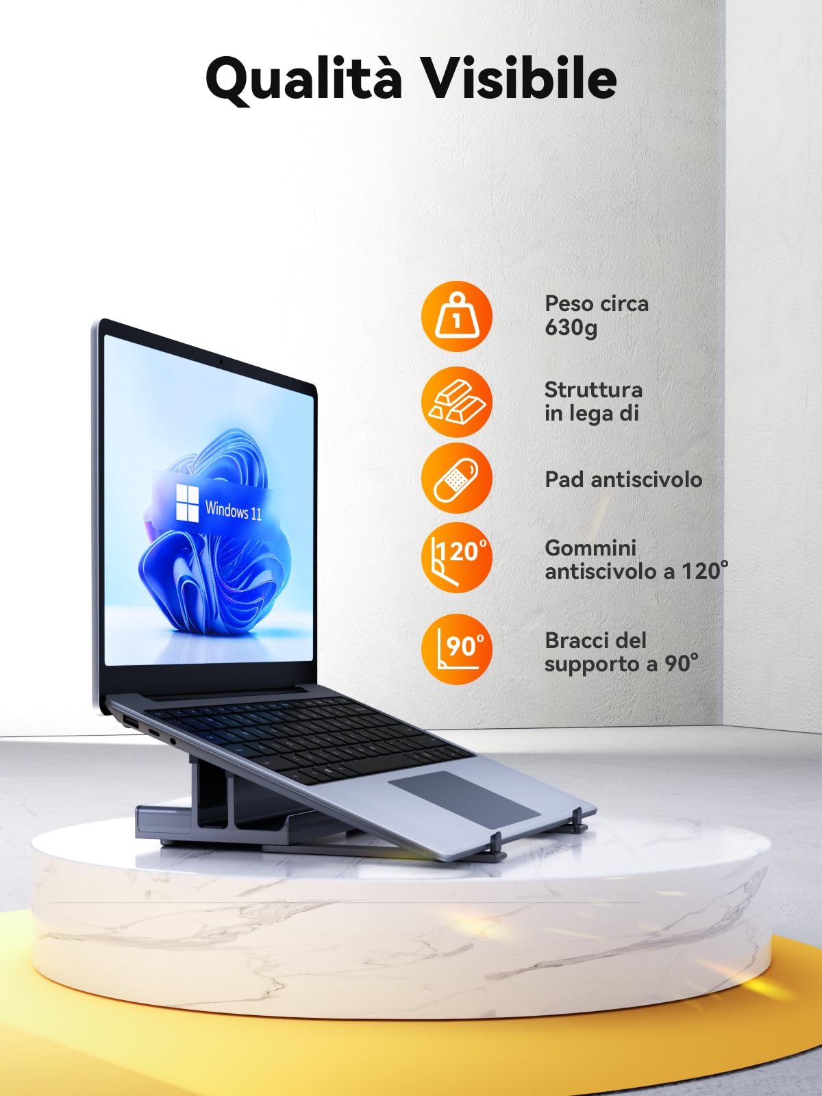 Supporto per Docking Station per Laptop con Doppio Monitor 4K, QUUGE Dual HDMI Docking Station per Laptop, 2 HDMI (Singolo 4K), 2 Porte USB3.0, 100W PD, RJ45 Ethernet, Gestione Desktop USB C Dock