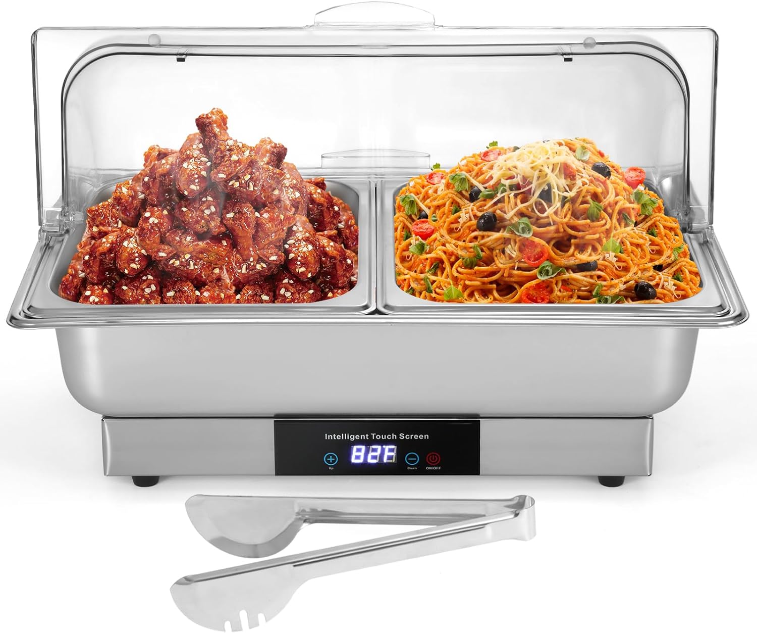 Dyna-Living Electric Chafing Dishes for Buffet 9.5QT Buffet Servers and Warmers, 600W Food-Grade Stainless Steel Chafing Dish Buffet Set with TEM-Control Display, Food Warmers for Parties