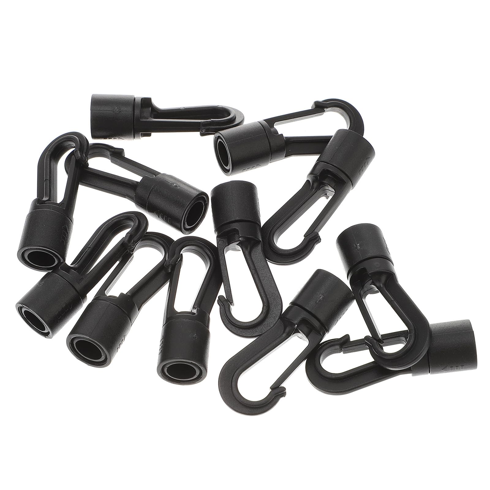 ULTECHNOVO 25Pcs Bungee Cord Black Plastic Hooks 10Mm Compact Practical Elastic Tie-Downs for Kayaks and Camping