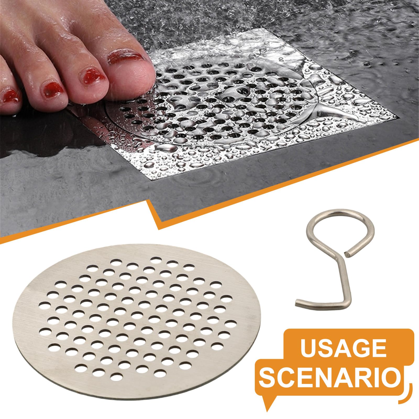 Sink Strainer, Stainless Steel Shower Sinks Strainer Drain Hair Filter Cover for Kitchen Bathroom Shower Bathtub Only Cover(8cm) - Image 2