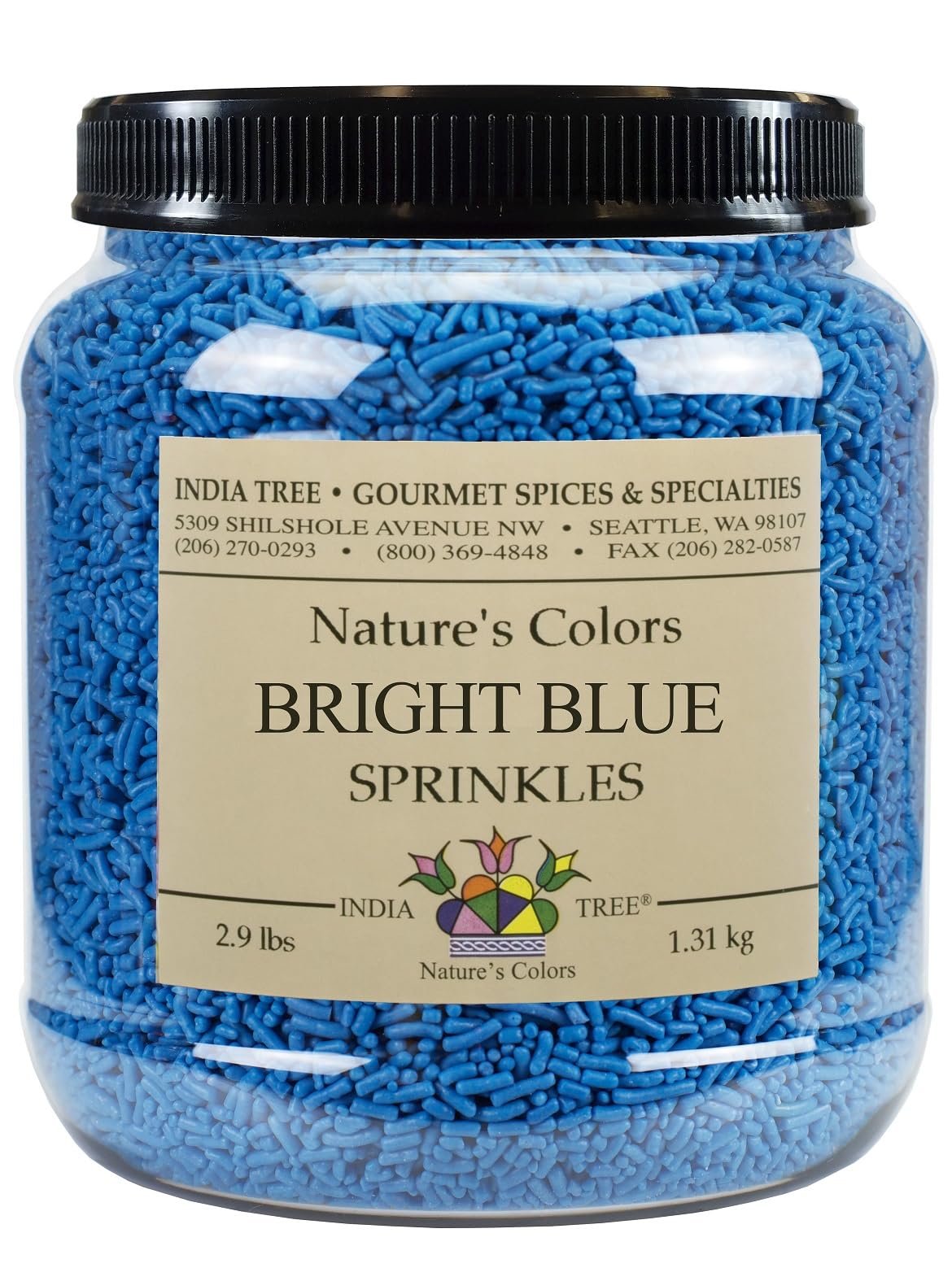 Nature's Colors Bright Blue Sprinkles - 2.9 lb Bulk | Natural by India Tree – 2.9 lb, Bright Blue