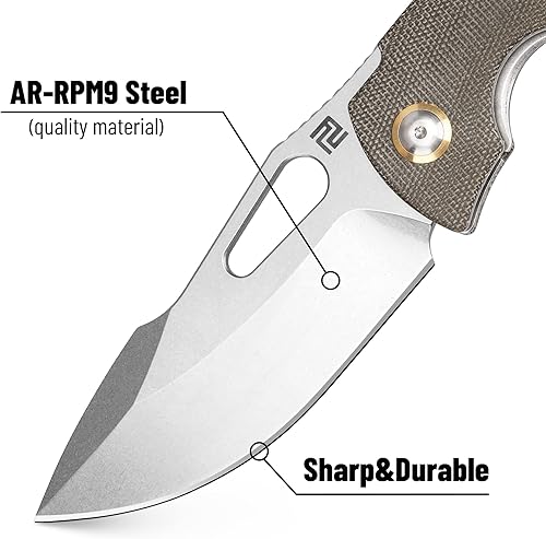 Miniatura 4 de ARTISANCUTLERY Xcellerator - Cuchillo de bolsillo plegable (1860P) para hombres con agujero para el pulgar, cuchillo EDC de 3.86 pulgadas, hoja de