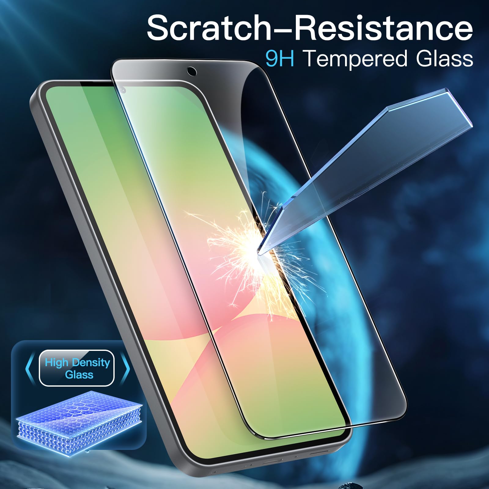 JETech 3 in 1 Cover Opaca per Samsung Galaxy A56 5G con 2 Pezzi Vetro Temperato Pellicola Protettiva, Traslucida Glassata Antiurto Cellulare Custodia con Protezione Fotocamera (Nero)