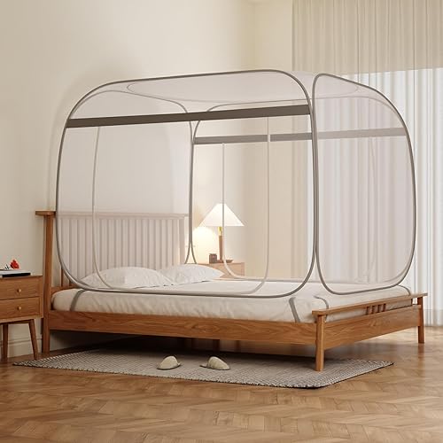 lazyzzz Tienda de campaña de mosquitera desplegable con techo ancho, diseño plegable portátil con parte inferior para dormitorio, patio, al aire