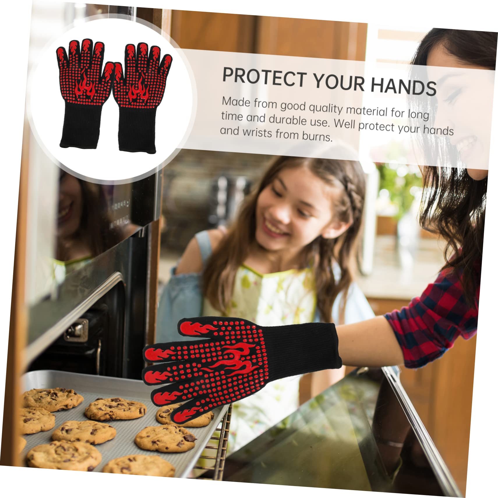 Guanto per Barbecue Resistente al Calore in Silicone e Guanto da Forno per Cucina e Cottura all Aperto Protezione Termica