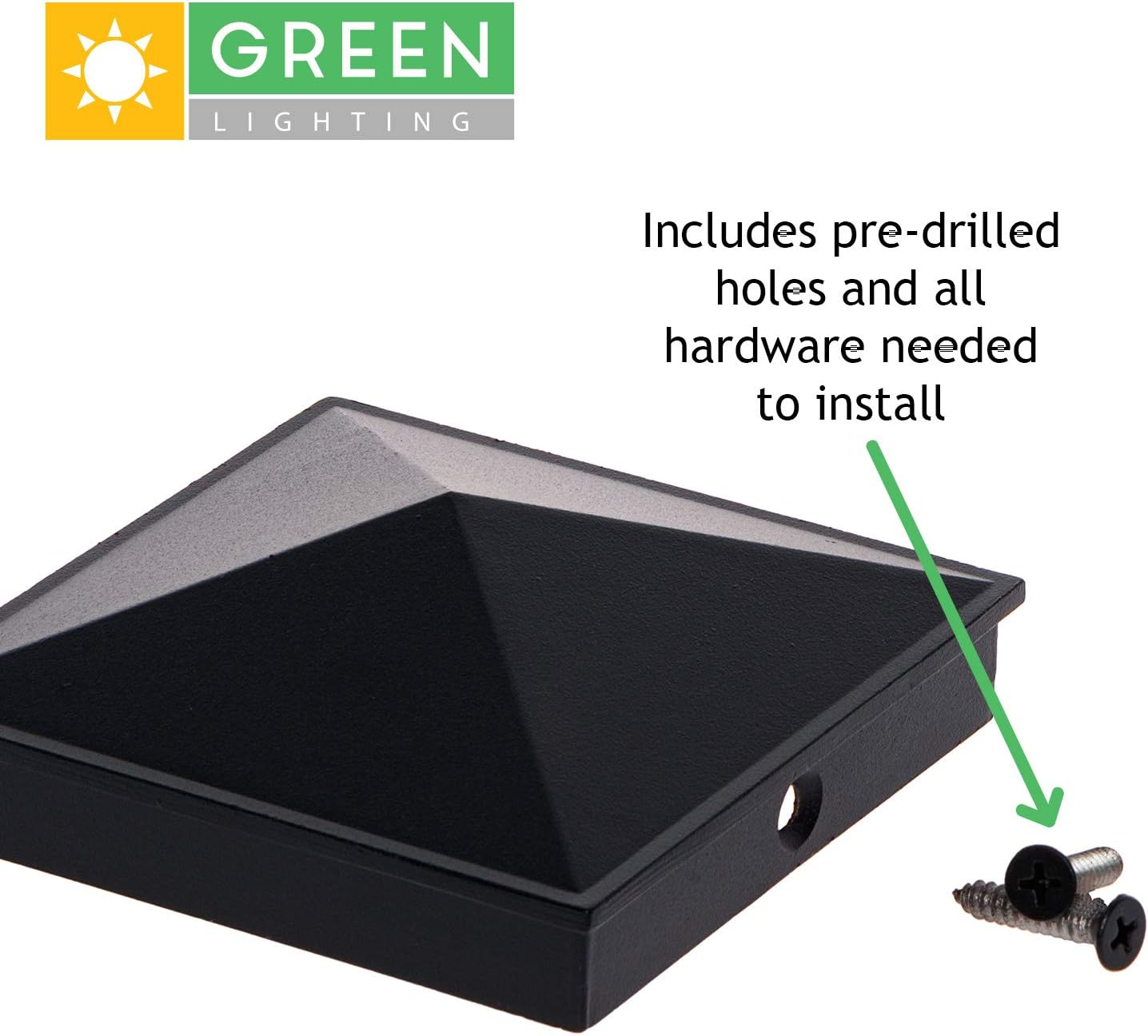 Flash Deals - 60% OFF GreenLighting 4x4 Aluminum Pyramid Post Cap Cover for Nominal Wood Posts (Black, 8 Pack)