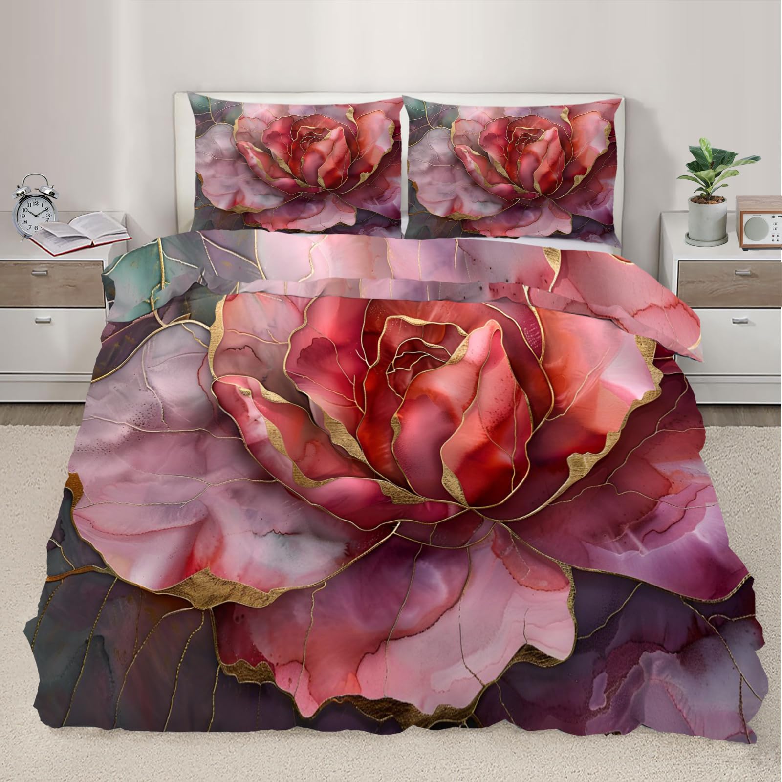 Housse de couette respirante contre la chaleur nocturne motif nature 260x220