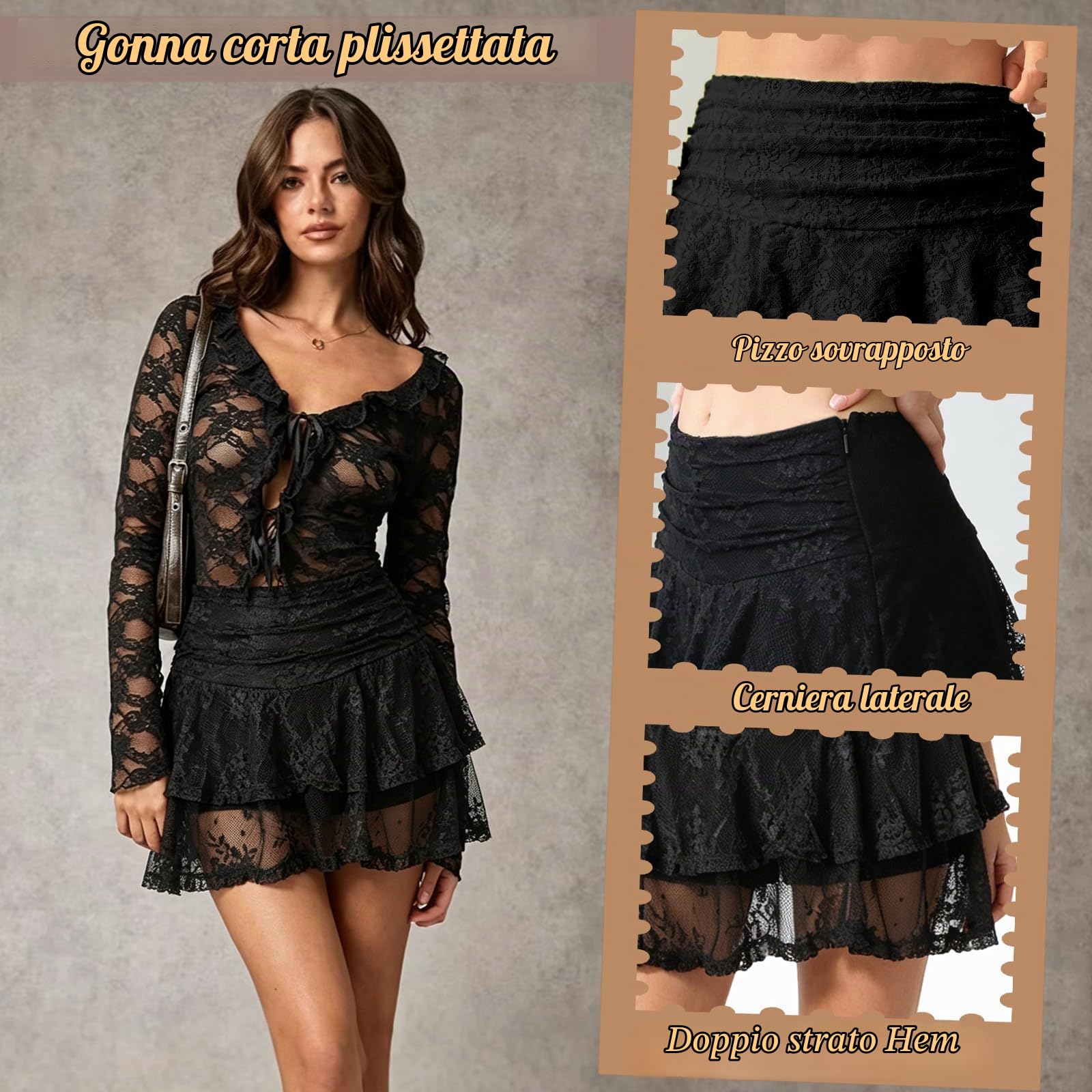 Minigonna Donna Y2k Gonne Corta Pizzo Floreale Gonna a Pieghe Sexy | Mini Gonna Estive A Linea Streetwear Cosplay Carnevale Feste Tennis Club