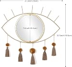 KHOYIME Evil Eye Wall Mirror Boho Gold Mirrors Miroir en métal décoratif avec Tassels, Grand Macrame Wall Art Bohemian Pending Decor pour chambre à coucher Salon Salle de bain