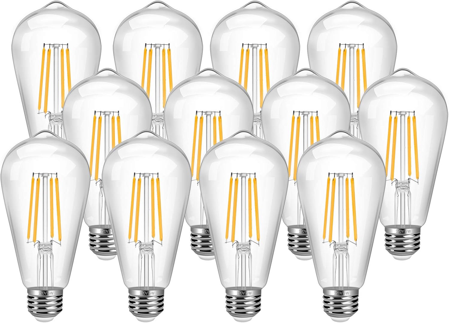 12 Pack Dimmable Vintage LED Edison Bulb, 6W Equivalent 60W LED Edison Bulb Warm White 2700K Antique Led Vintage Edison Bulb Filament Bulb 900LM E26 Medium Base Vintage Edison Bulb for Bedroom Office