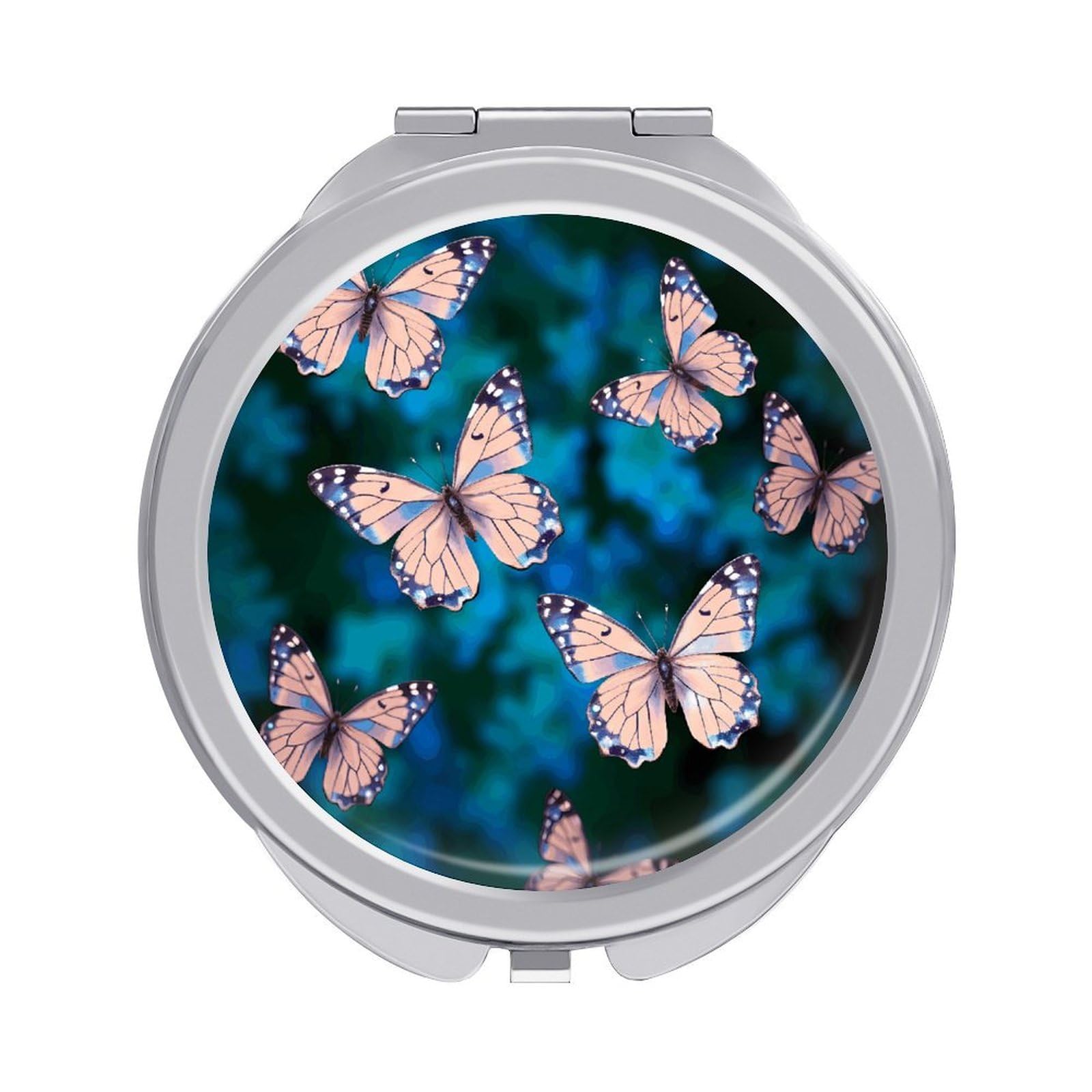 FekiLoot Cute Butterflies Travel Makeup Mirror 2 X /1 X Magnifying Slim Pocket Mirrors Compact for Purse Travel Makeup Mirrors for Pocket, Handbag, Purse Women Gift