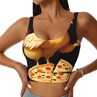 Women's Sports Vest Chicken Eating Pizza Printed Soft, Comfortable, Lightweight, and Breathable
