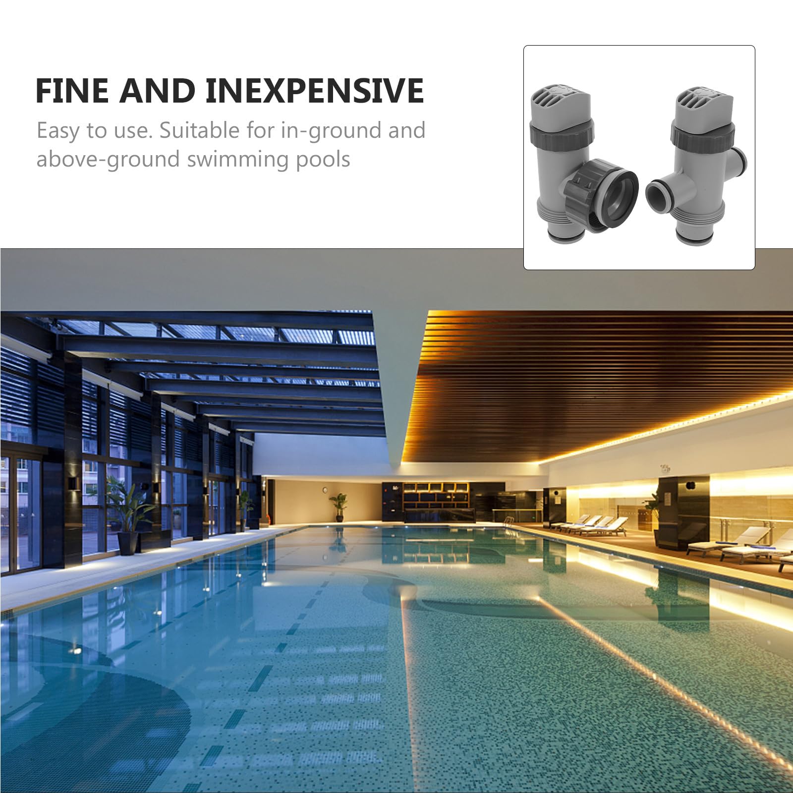 INOOMP Válvula de Émbolo para Manguera de Piscina 1, 25/1, 5 Pulgadas | Juego 1 Set, Pp y Fibra Sintética, Conexión Dual Dividida, Repuesto para Bomba de Filtro