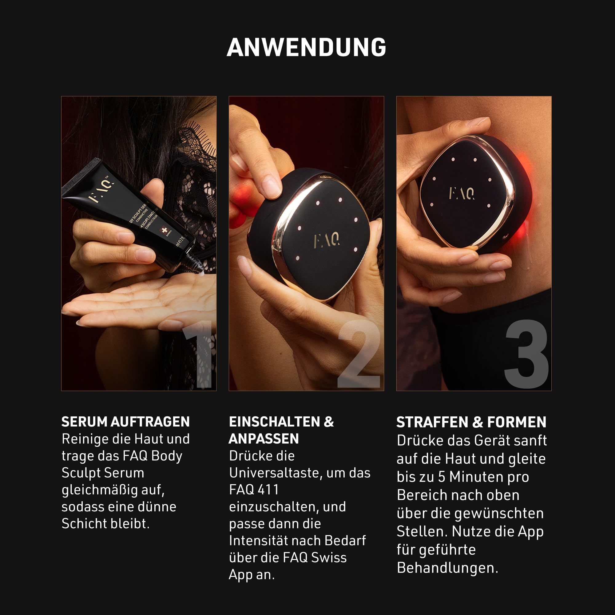 FAQ 411 Mikrostrom-Massagegerät + Body Sculpt Serum Set | Mikrostrom-Massagegerät, Körperserum, Hyaluronsäure, Lymphdrainage, LED, Cellulite, Straffung, Körperformung