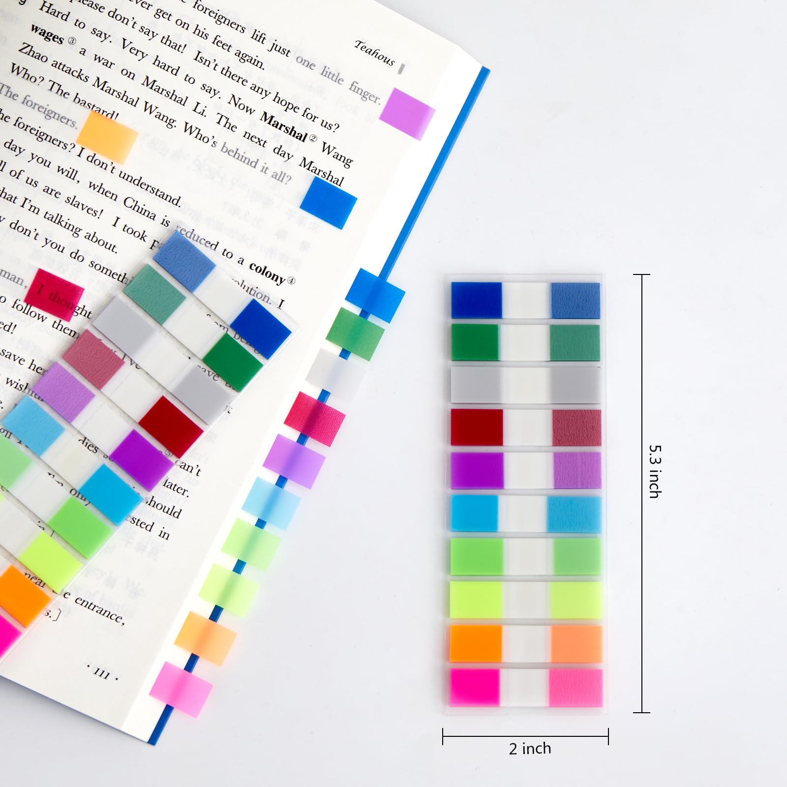 Haftstreifen für Notizen, Seitenmarker, transparent, aufklappbar, beschriftbar, buntes Buch, Index, repositionierbar, Dateiflaggen, Etikett, selbstklebende Trennblätter, Aufkleber für Notizbuch, Büro
