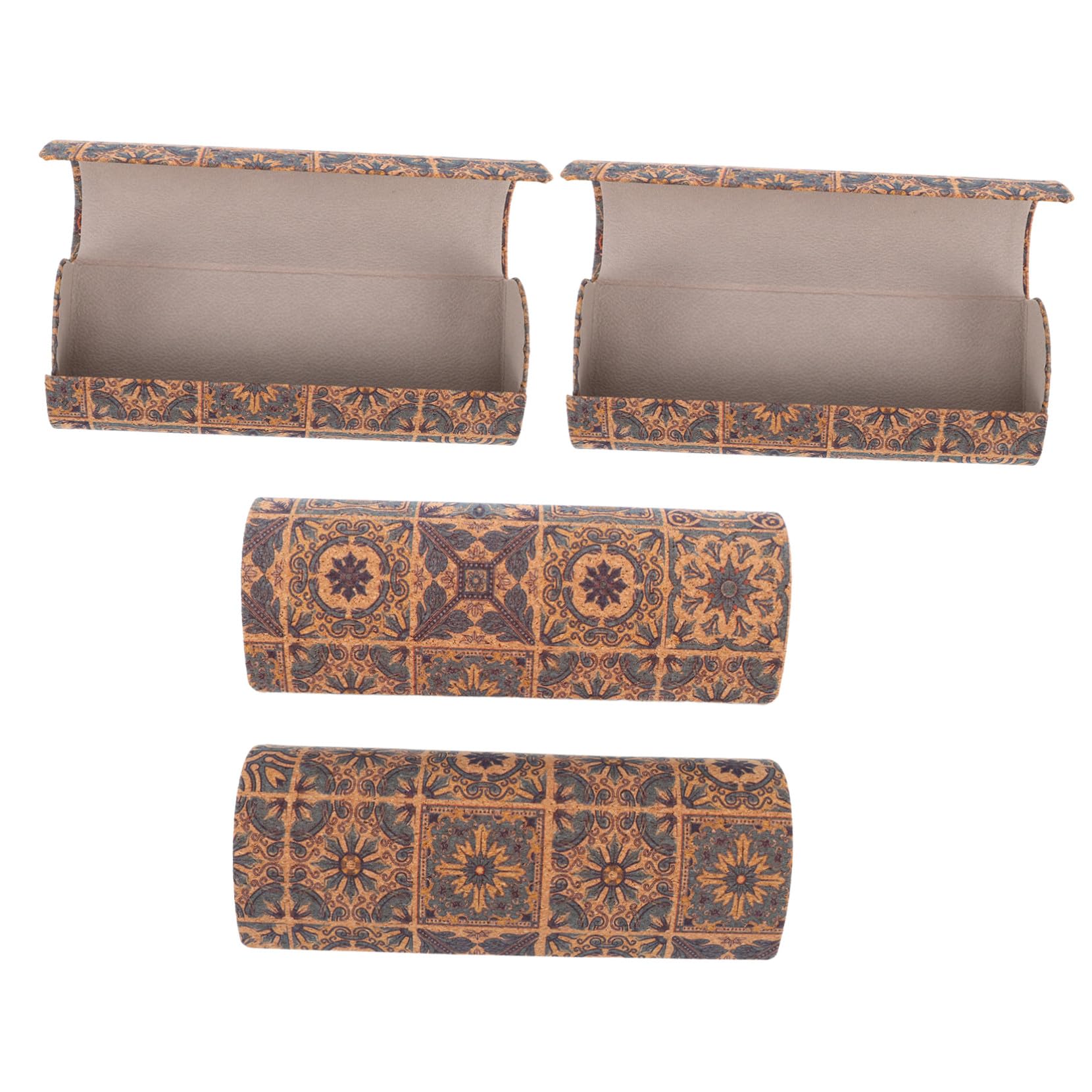 BESPORTBLE 4 Pezzi Astucci per Occhiali con Chiusura Custodia Rigida Boho Retrò Organizer Compatto e Resistente per