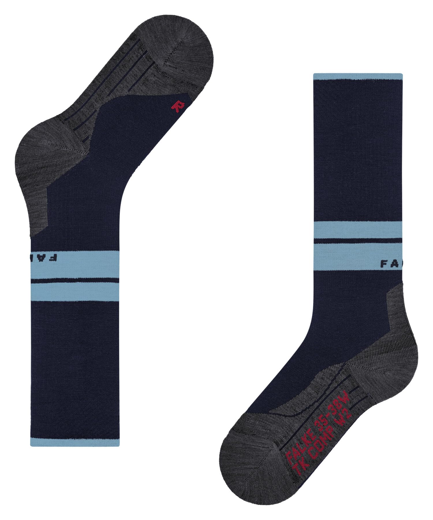 FALKE Mężczyźni Skarpety do wędrówek TK Compression M Kh wełna materiał funkcjonalny kompresyjne 1 Para, Niebieski Marine 6120 - Obwód łydki W3, 43-46 W3