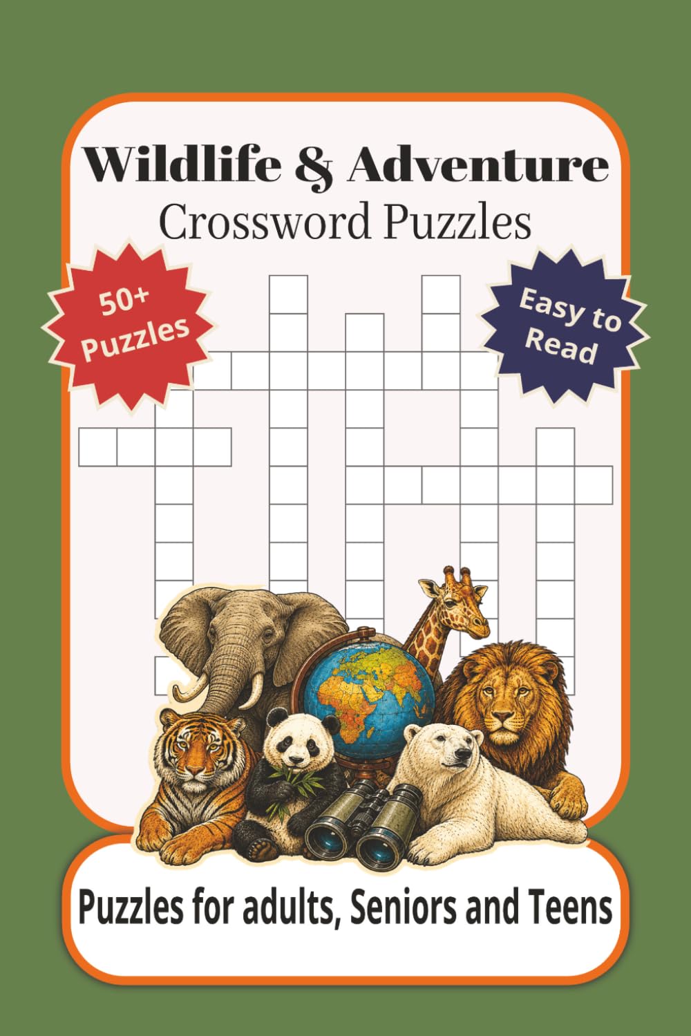 Wildlife And Adventure: Crossword Puzzles with Easy-to-Read Print about Wildlife and Adventure, Africa Wildlife , Endangers Animals, and More | 6x9 ... Gift for Vacations, Holidays, and Relaxation