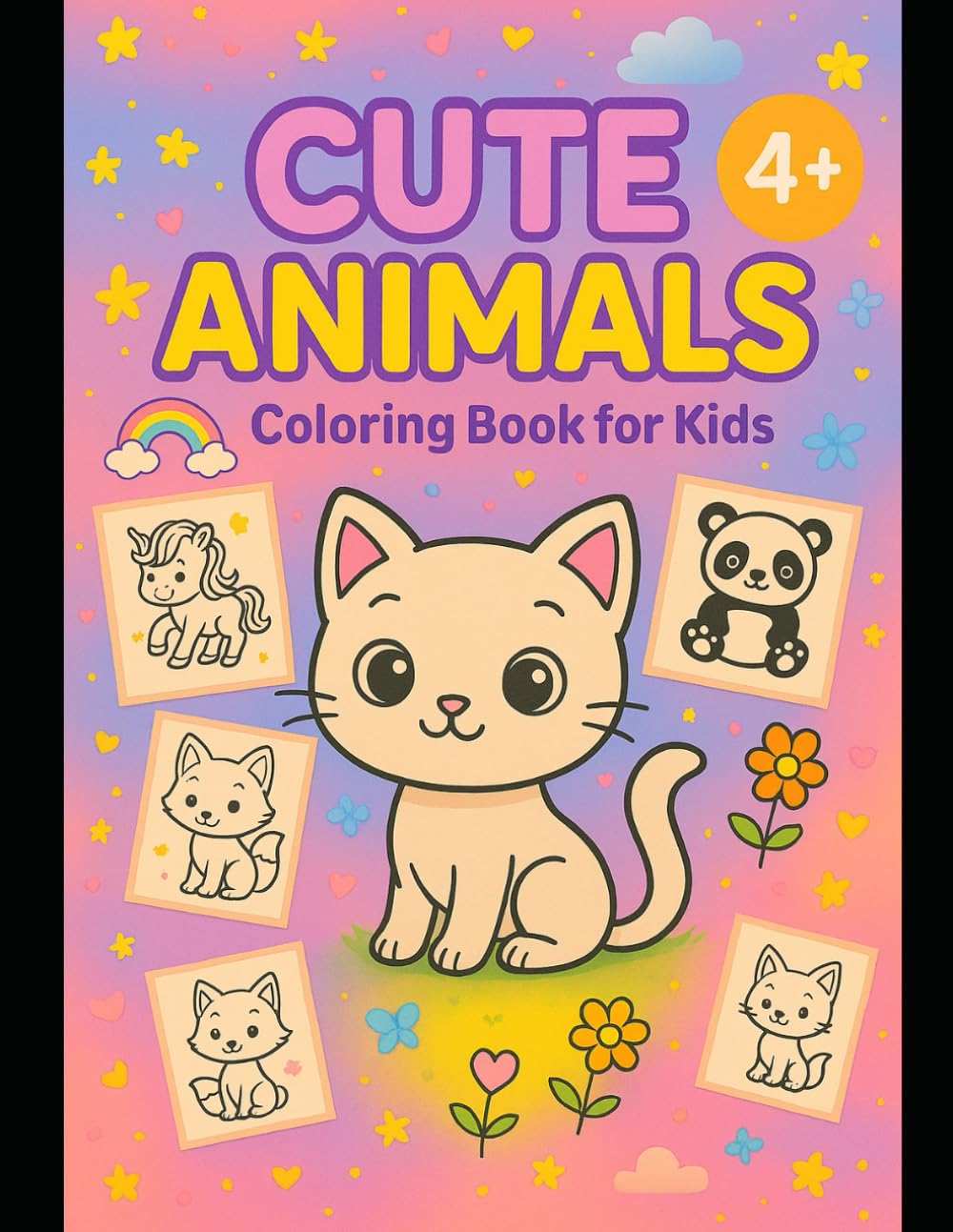 Cute Animals Coloring Book for Kids Ages 4+: 60+ Adorable Animal Pages for Relaxing Coloring Fun | Single-Sided Illustrations for Little Artists
