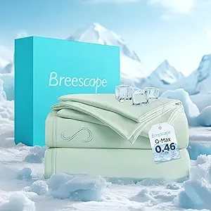 Breescape Cooling Sheet Set Twin Size - BlendTek™ Dry & Cool Technology for Hot Sleepers and Night Sweats, Q-Max>0.46 Tech, Deep Pocket Up to 18", 360° Elastic Band, Mint Green