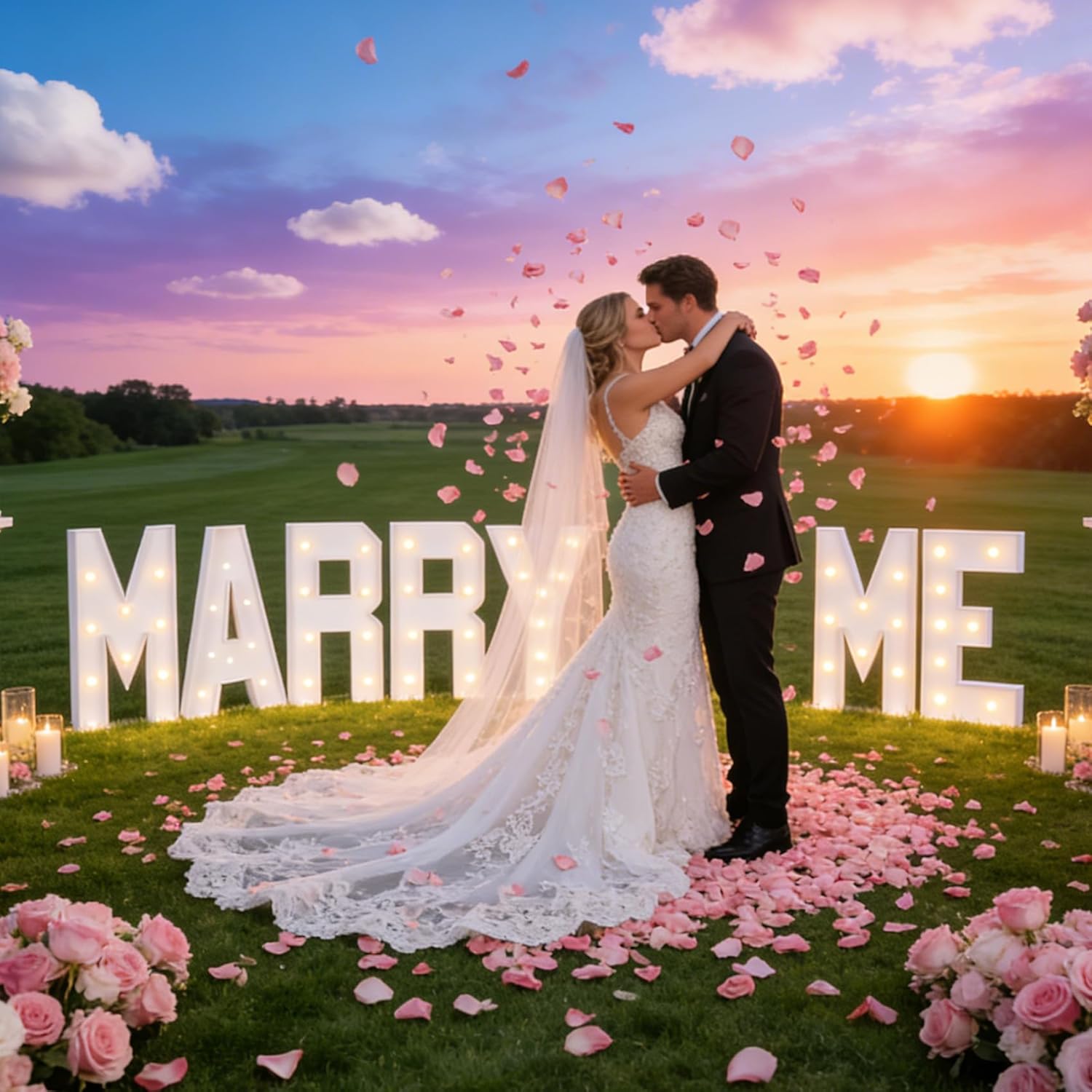 Marry Me Light Up Letters, Will You Marry Me Sign, 3FT Marry Me Letter Proposal Kit With Seven Lightbox Letters Anti-tip Stand, Romantic Wedding Proposal Decorations For Proposal Engagement Wedding Anniversary Decor