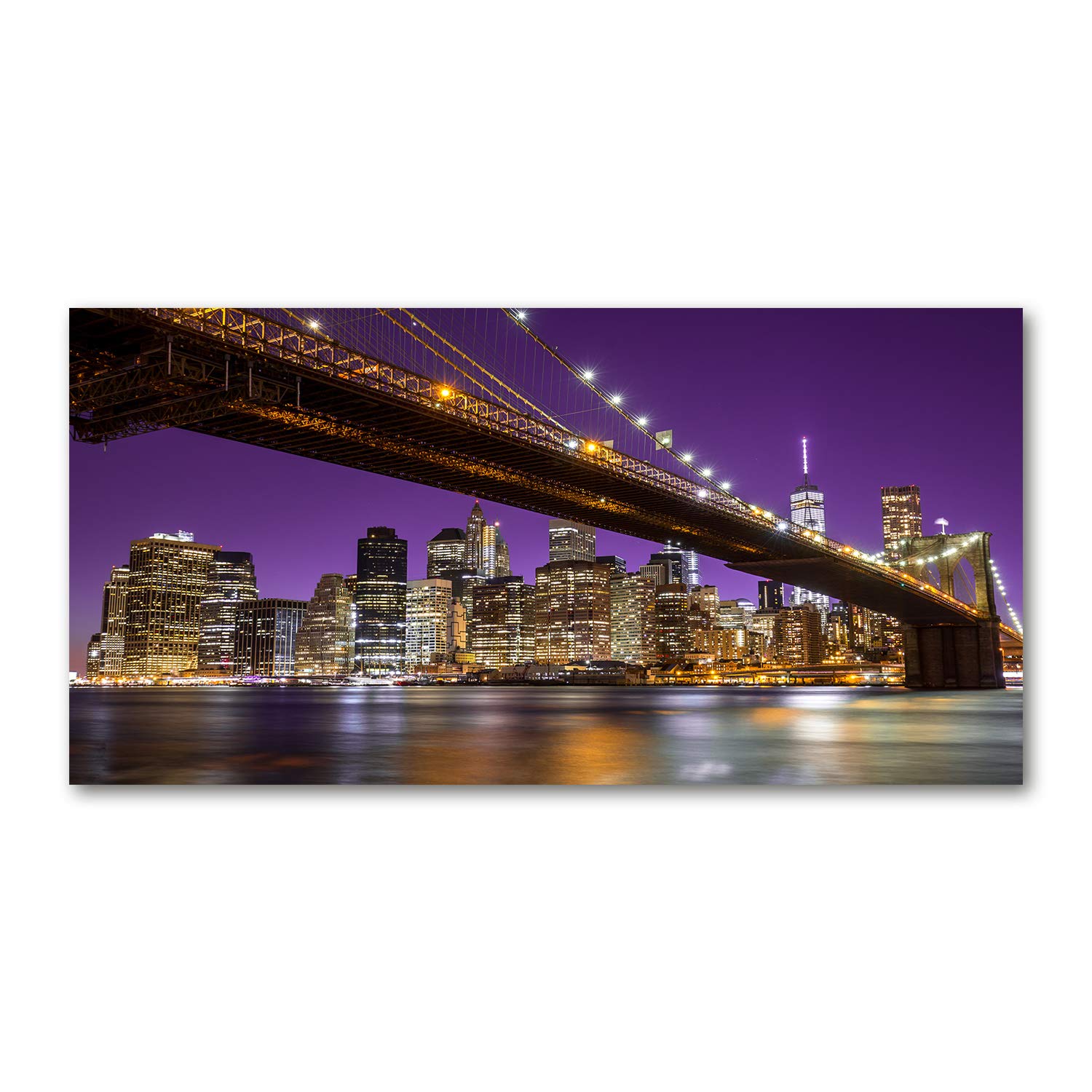 Déco mural acrylic glass picture New York violet grand tableau