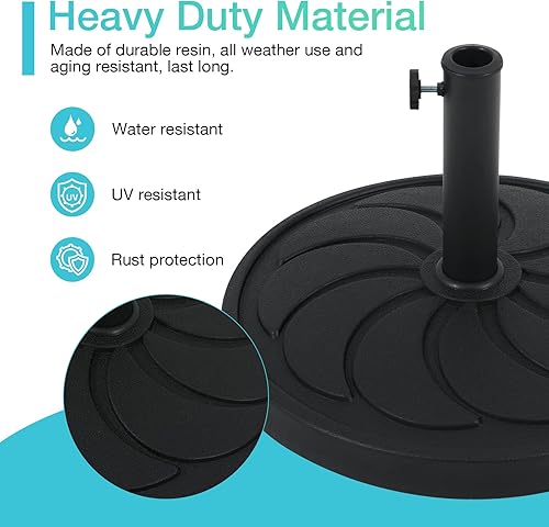 Miniatura 3 de COBANA Base de sombrilla para patio, soporte de sombrilla de resina resistente para exteriores, 40 libras, para jardín, patio, porche, balcón, color