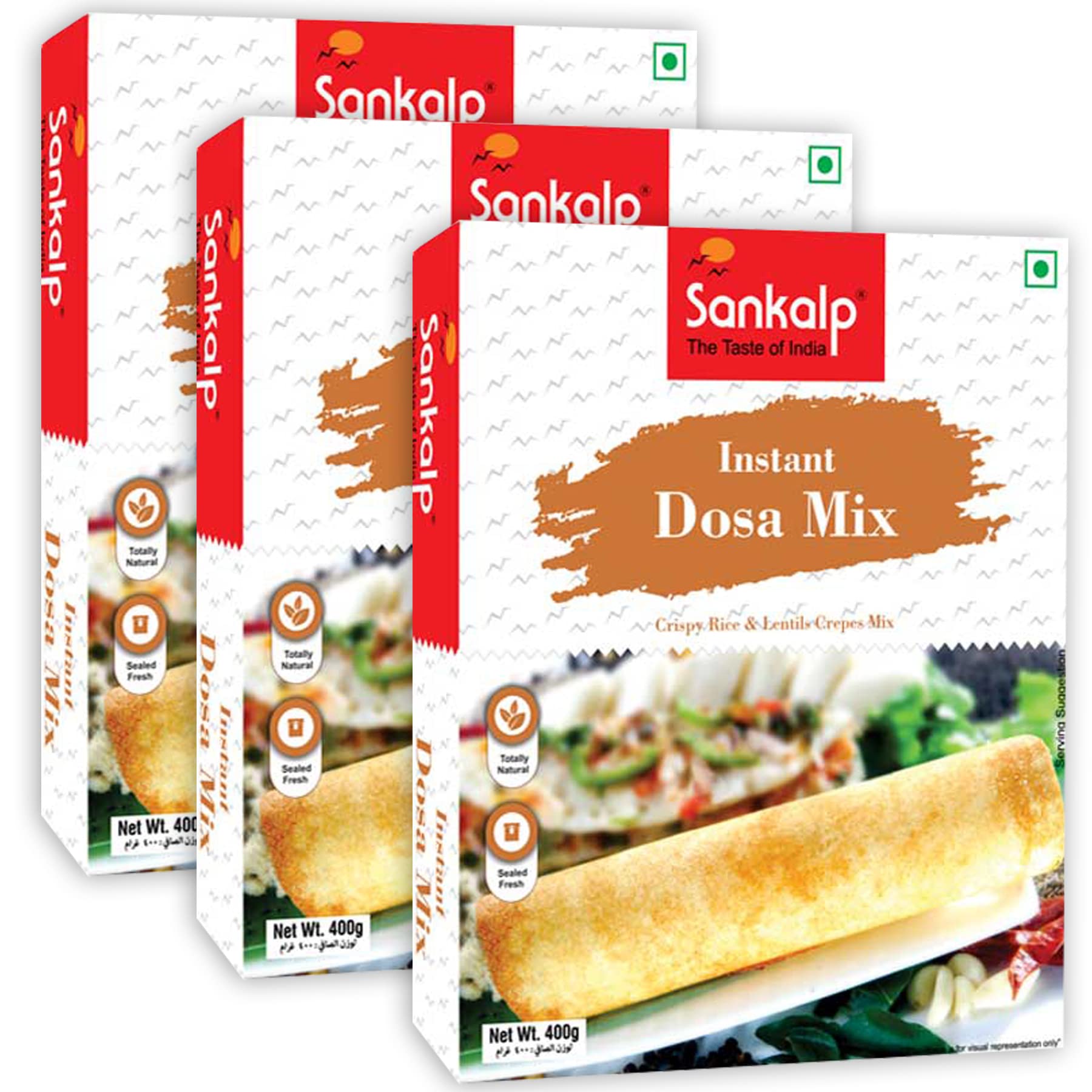 Sankalp Instant Dosa Mix | Goodness of Health | Easy & Ready to Cook | Rich in Protein & Fiber | Instant & healthy Breakfast Mix- 400 g*3 Pack