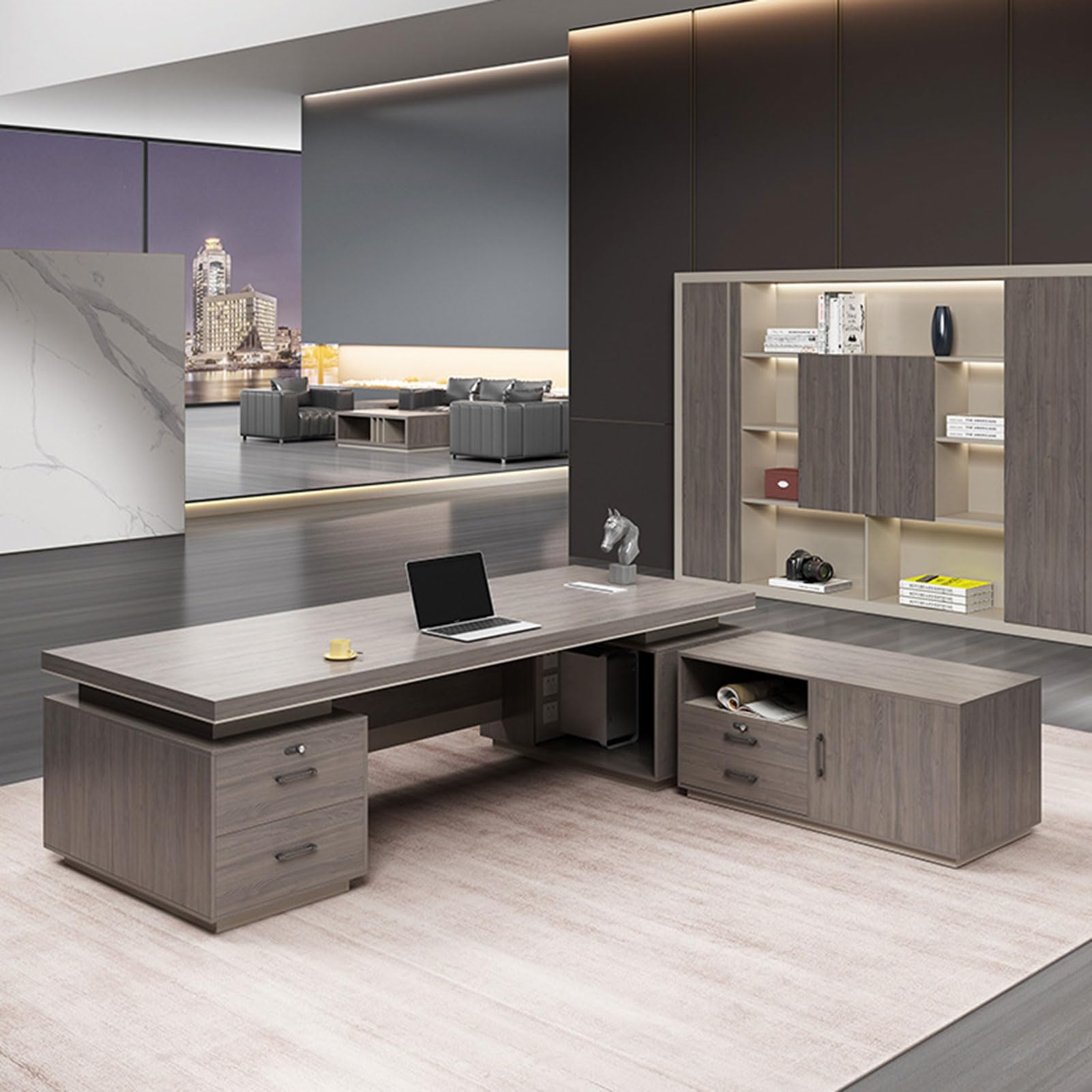 Amazon.com: YZABEL 90'' L Shaped Wood Executive Office Desk for