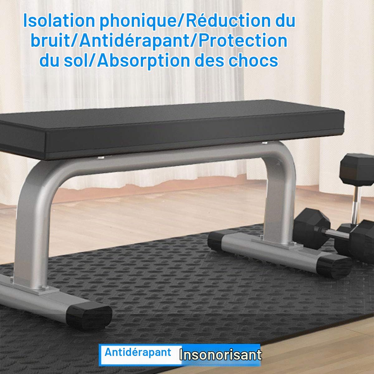 Tapis Anti Bruit pour Tapis de Course, Tapis Anti Vibration Insonorisant Imperméable, Tapis de Équipement Sport Fitness a la Maison, Tapis de Protection de Sol Noir (175×80 cm)