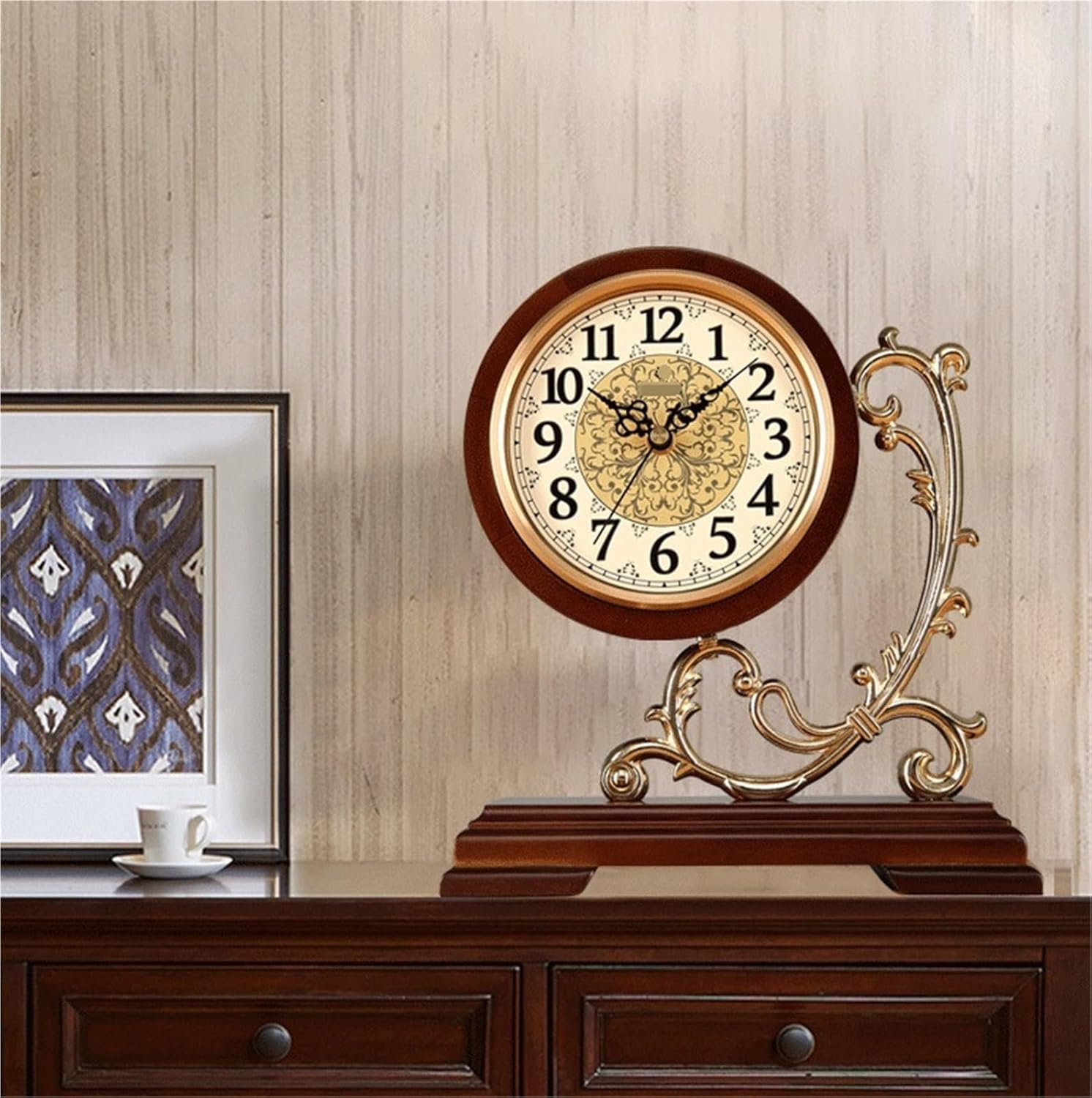 Mantel Clock Retro Desk Clock Silent Table Copper Plating Home Ornaments for Bedside Decoration Living Room Decorative