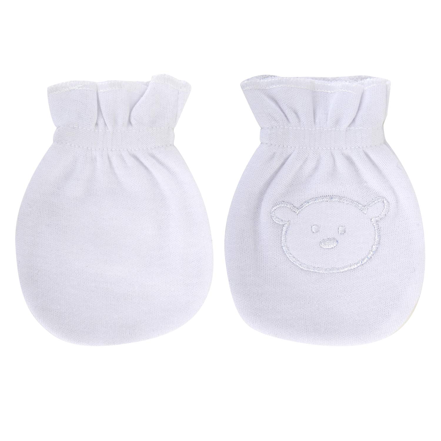 superminis Newborn Baby Thick Base Cotton Booties and Mittens Set with Elastic Closure (0-6 Months, White, Pack of 2) 2