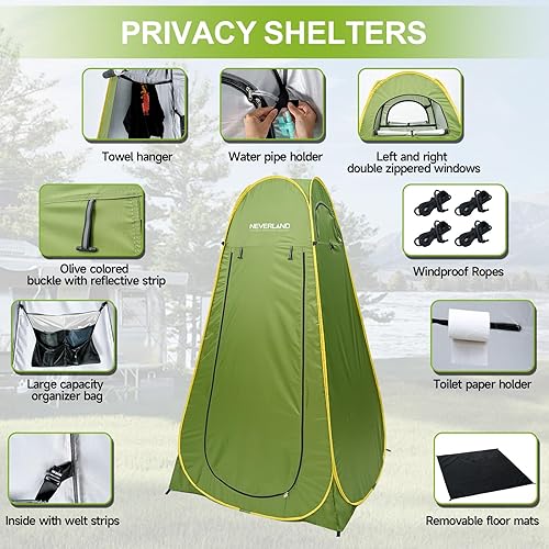 Miniatura 3 de NEVERLAND Tienda de campaña desplegable para ducha de privacidad, tienda de campaña portátil cambiante, vestidor, baño, refugio de lluvia al aire
