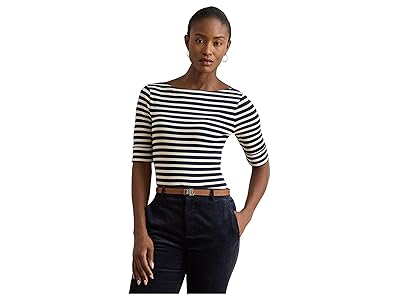 Lauren Ralph Lauren Striped Stretch Cotton Boatneck T-Shirts Women