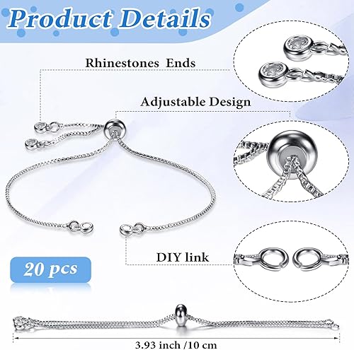 Miniatura 2 de Sureio 10 Piezas de Pulsera Deslizante Ajustable para Hacer Joyería, Cadenas de Pulsera para Joyería DIY, Cadenas Extensoras con Terminaciones de