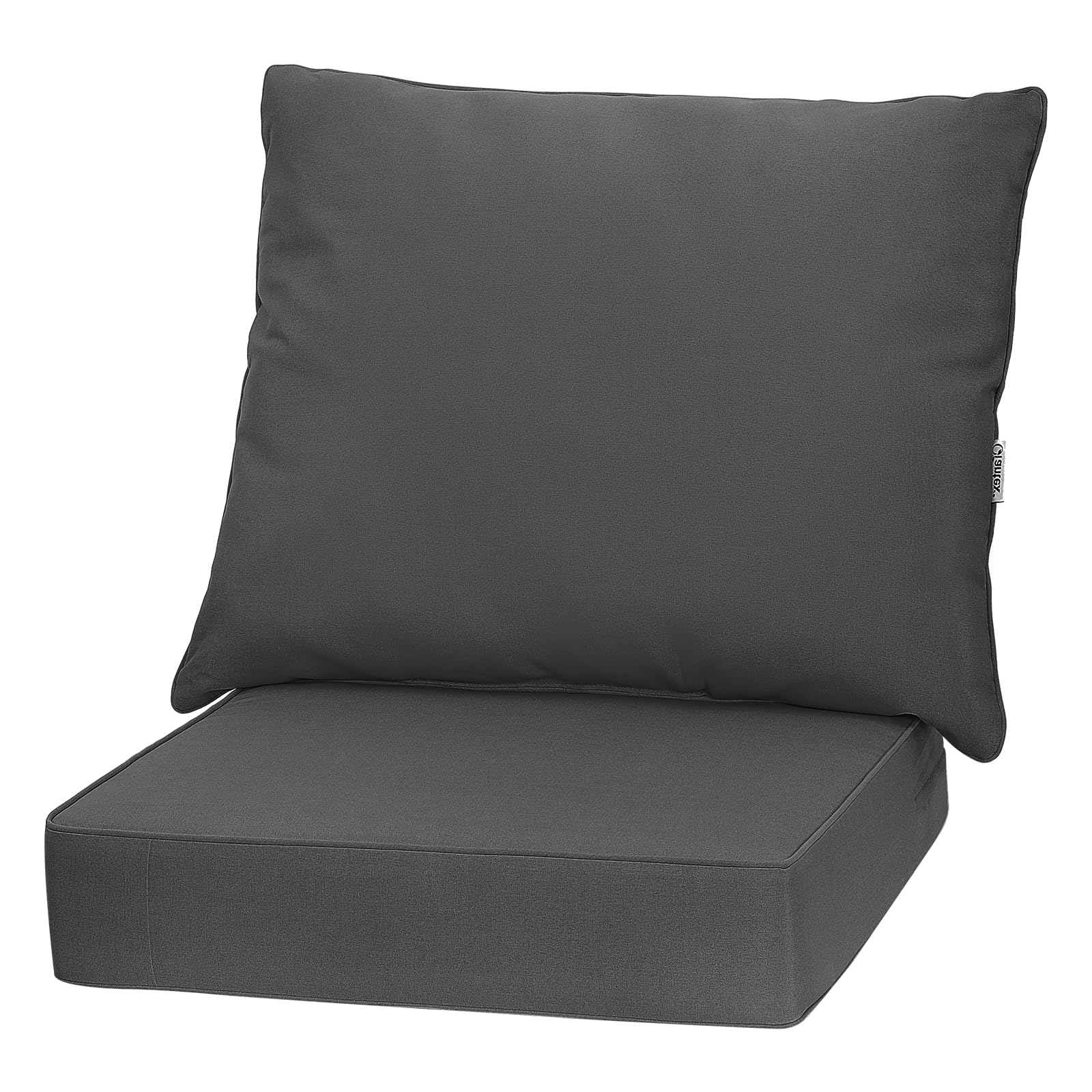 FANTASK Sitzkissen für Terrassenmöbel, für Sitzkissen 64 x 64 x 15 cm, Rückenkissen 80 x 65 x 18 cm, Loungekissen Stuhlkissen, wetterfeste Outdoor-Sitzpolster für Balkon, Terrasse (Grau)