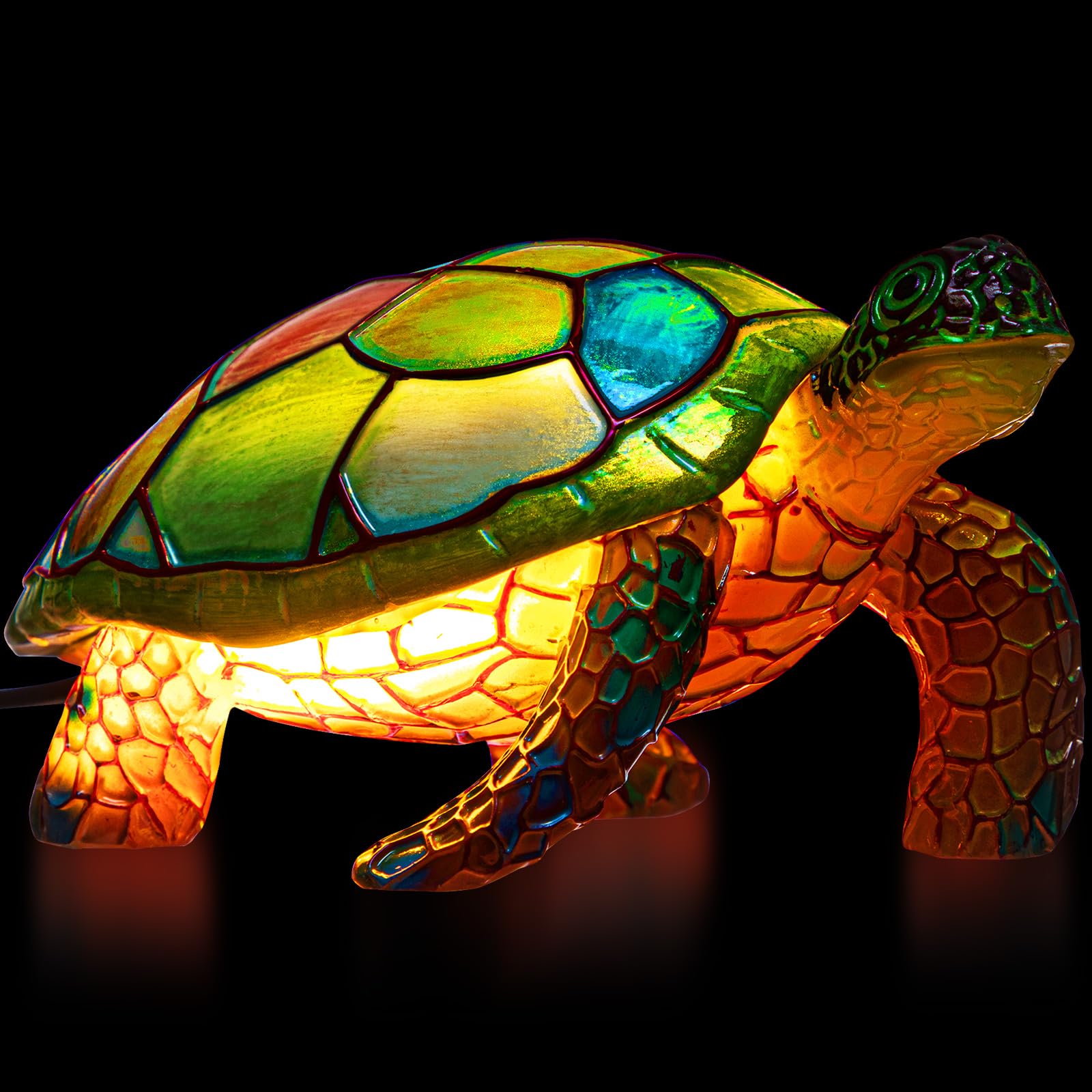 Retisee 3D Turtle Lamp, Cute Stained Resin Sea Turtle Night Light Bohemian Vintage Animals Night Light for Boy Girl Decorative Bedroom Nursery Office Home Kids Birthday Xmas Gift Idea Supplies
