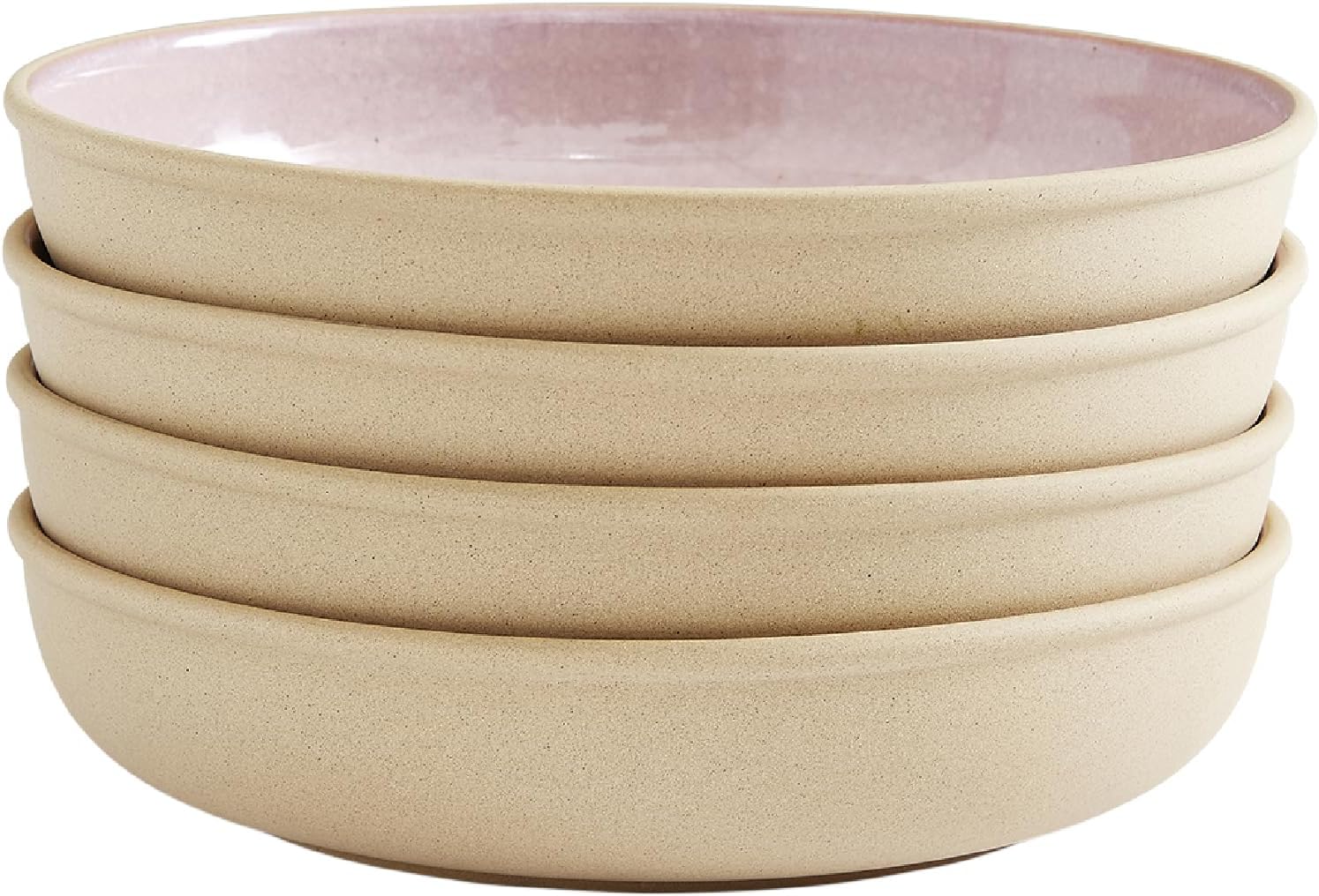 Portmeirion Minerals 8.7-Inch Low Serving Bowl, Moonstone (Set of 4) - Made in Portugal, Unique Stoneware Glaze for Kitchen, Microwave & Dishwasher Safe - Shallow Tableware for Cereal, Soup, Salad