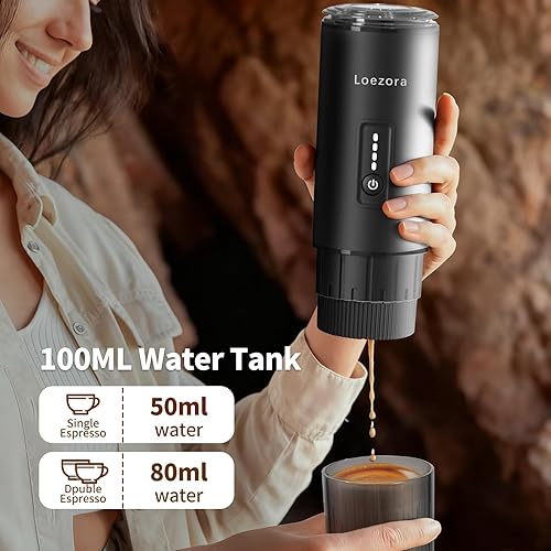 Miniatura 4 de Leozora - Máquina de café espresso portátil de 20 bares, 7500 mAh USB-C recargable, 3 en 1 para café molido y cápsulas NespressoDG, máquina de café