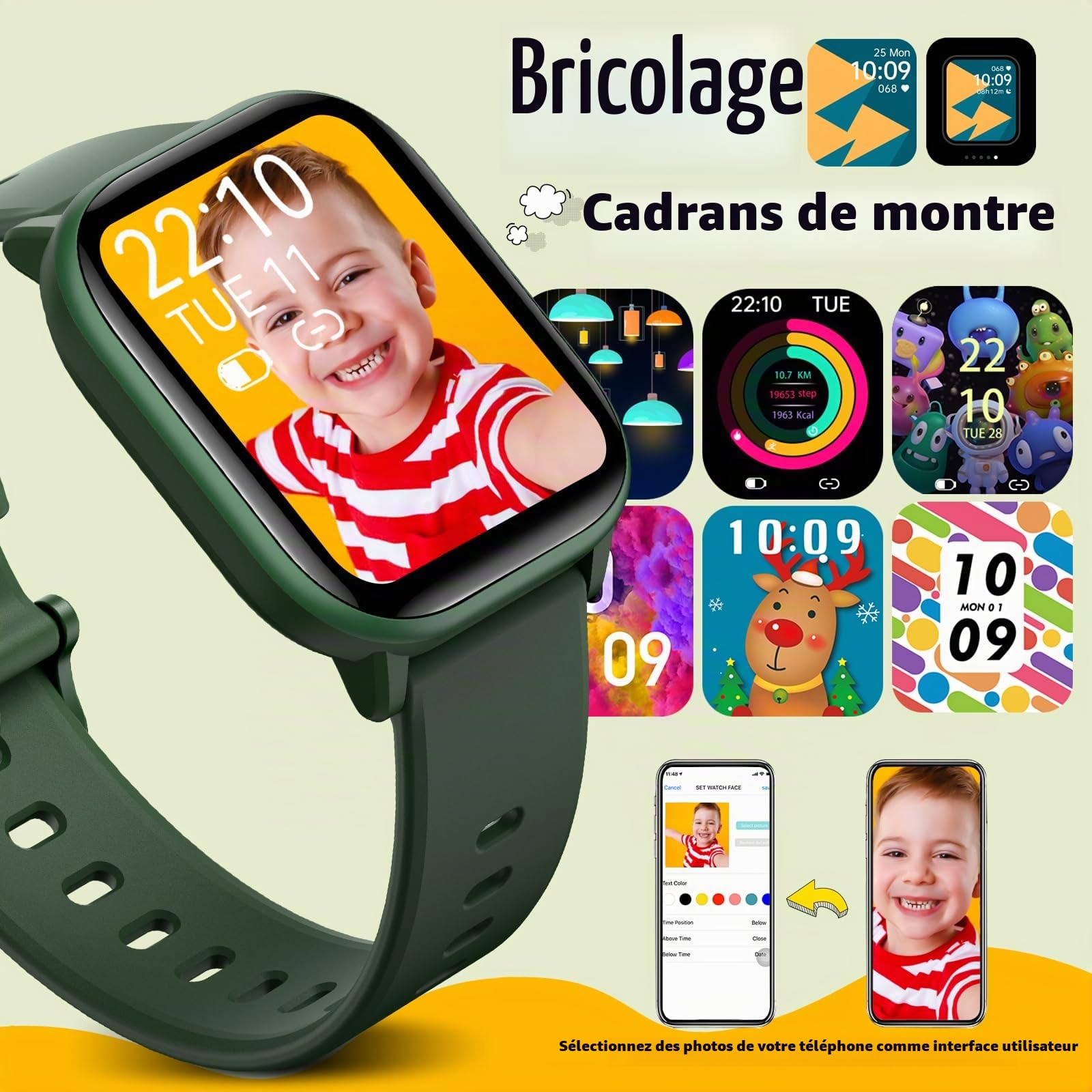 Enfants smartwatch, Montre pour Enfants Filles garçons 20 Modes de Sport, podomètre, Moniteur de Sommeil, Enfants Sport Montre Cadeau d'anniversaire Cadeau pour Les Filles garçons