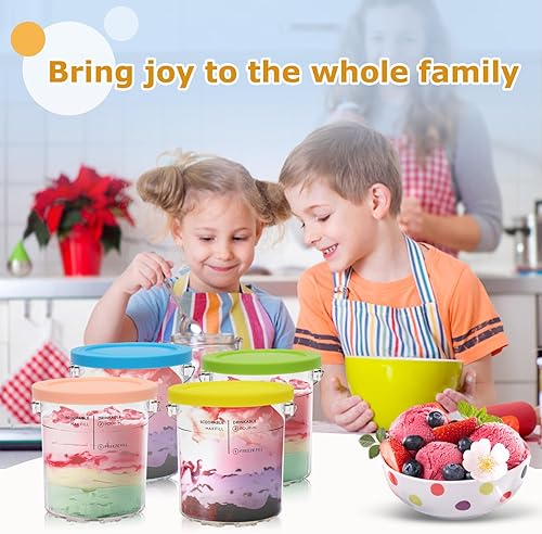 Miniatura 8 de Pintas Ninja Creami Deluxe - Paquete de 4 pintas de helado NC500 NC501 aptas para máquina de helados Ninja Delux, para contenedores Ninja Creami