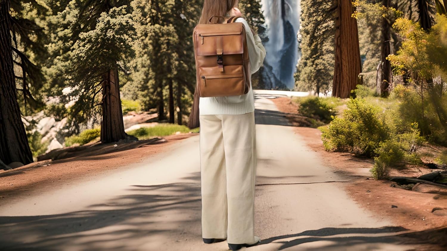 Leather Backpack for Men & Women, Classic Brown - Handcrafted Top Grain Leather Backpack with 17-Inch Laptop Sleeve - Lightweight, Stylish & Durable for Business, Travel & Work - 33cm x 16cm x 40cm - Image 5