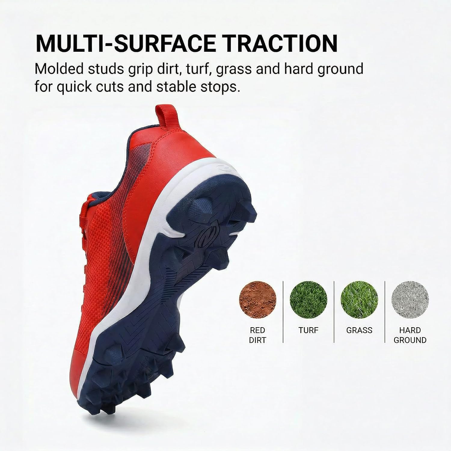Baseball Cleats Men Molded Rubber Studs Mens Softball Shoes Turf Dirt Fields