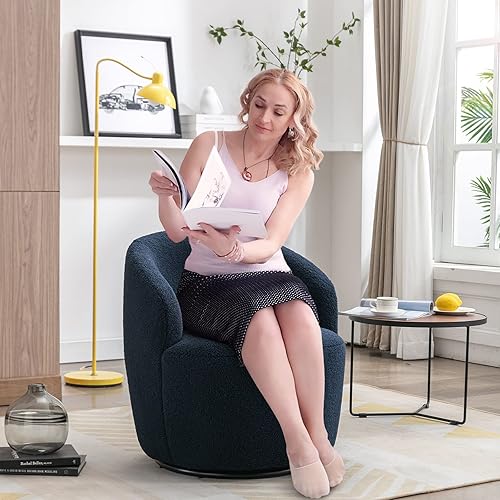 Antetek Silla giratoria pequeña, silla de barril giratoria de 360 grados, moderna silla de ocio para guardería, sala de estar, hotel, dormitorio,